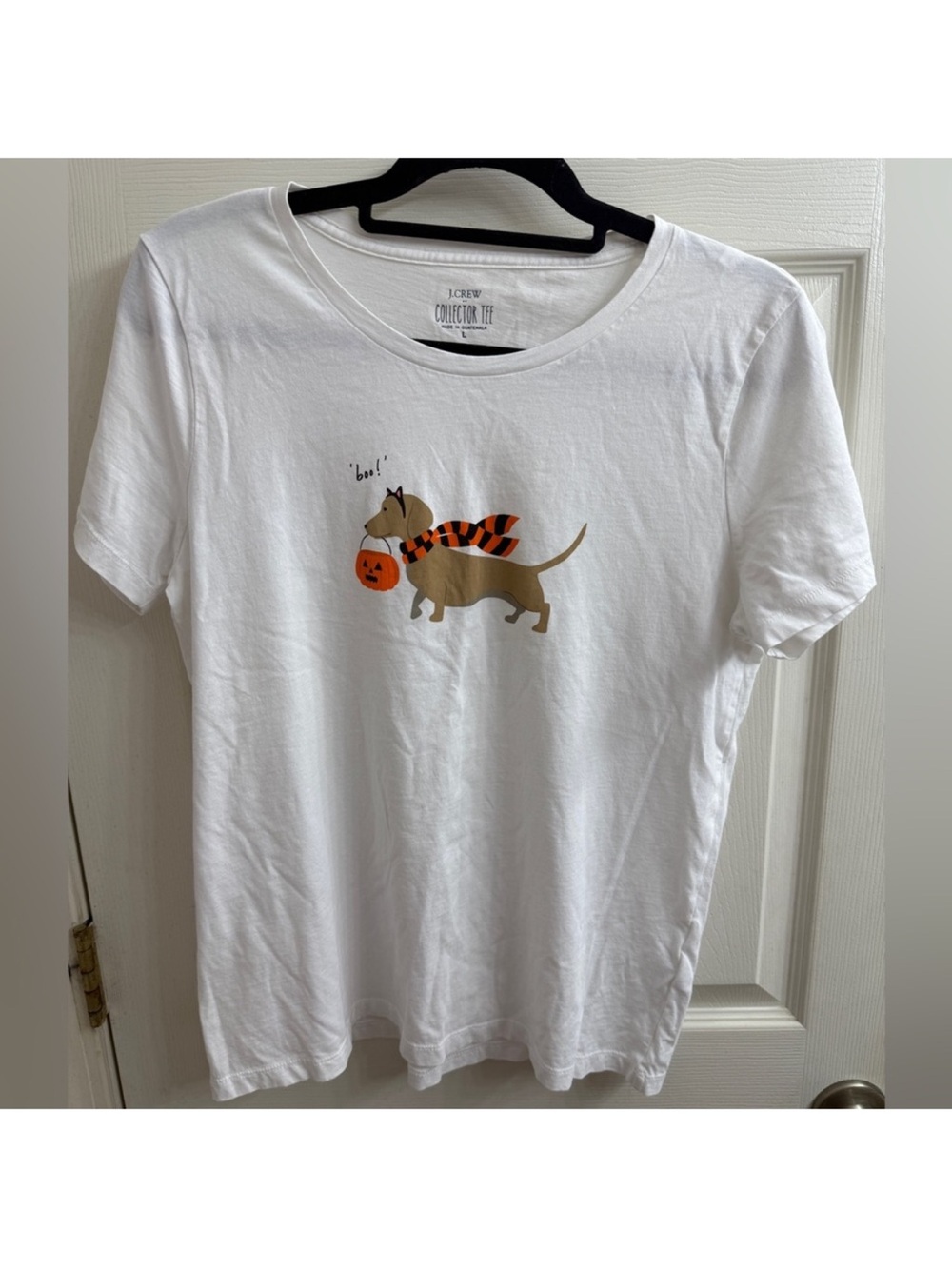J.Crew White Dog Halloween Graphic Tee